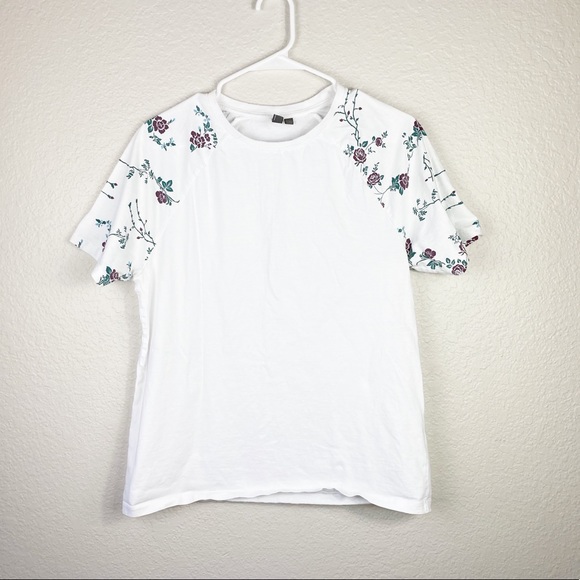 ASOS Tops - ASOS | Floral Sleeve White Tee